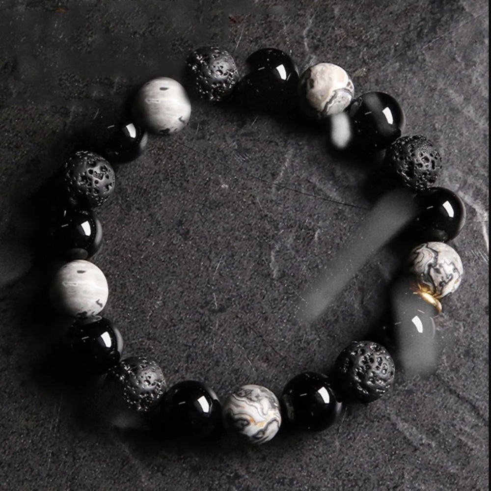 1pcs Mix Men’s Round Beaded Stone Bracelets